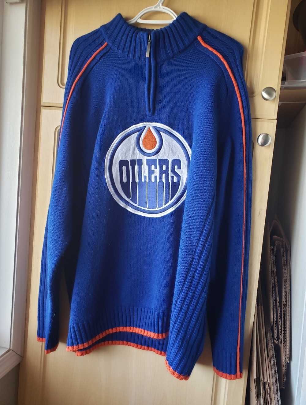 NHL Oilers Sweater Men's Blue Half-Zip Sweater XXL